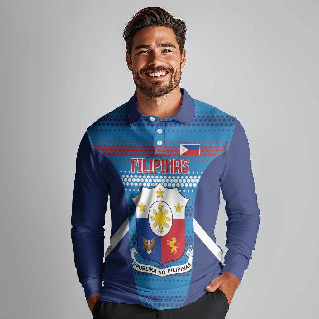 Custom Philippines Football 2026 Long Sleeve Polo Shirt Come On Filipinas