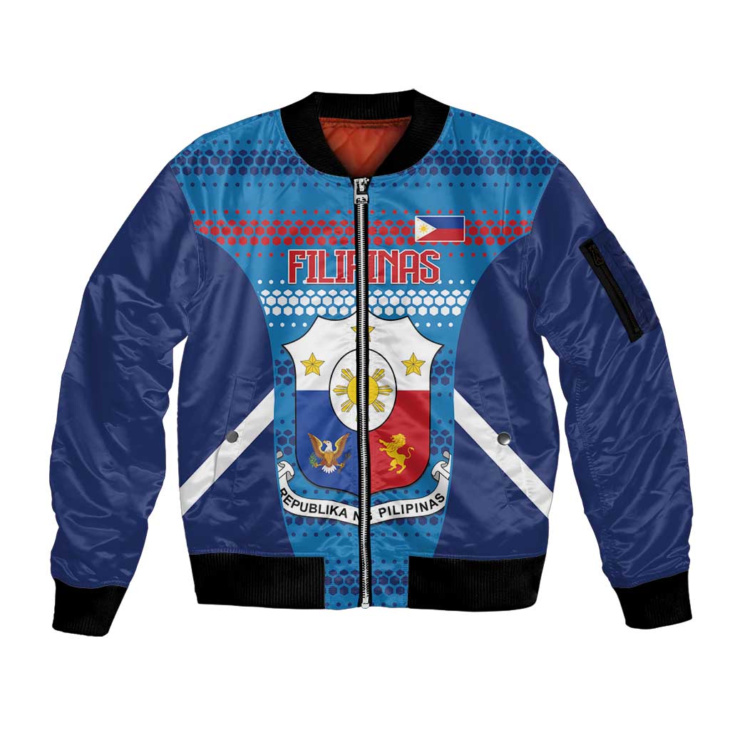Custom Philippines Football 2026 Sleeve Zip Bomber Jacket Come On Filipinas