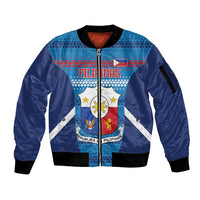 Custom Philippines Football 2026 Sleeve Zip Bomber Jacket Come On Filipinas