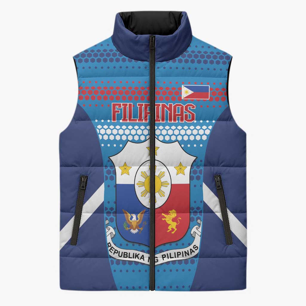 Custom Philippines Football 2026 Sleeveless Puffer Jacket Come On Filipinas
