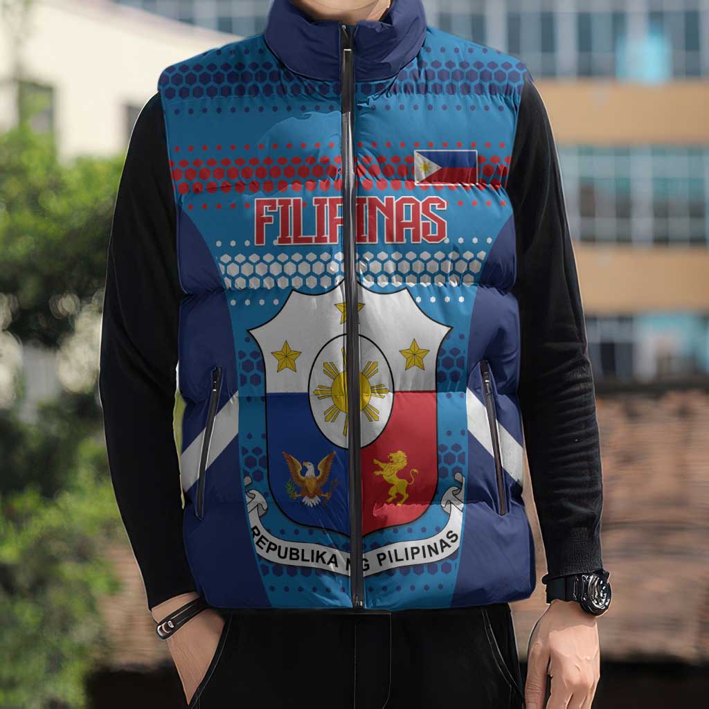 Custom Philippines Football 2026 Sleeveless Puffer Jacket Come On Filipinas