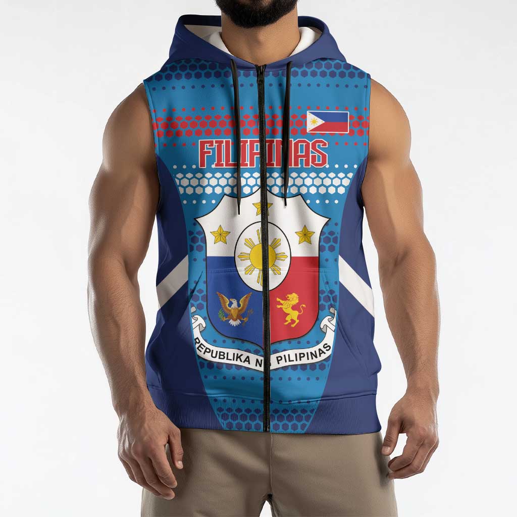 Custom Philippines Football 2026 Sleeveless Zip Hoodie Come On Filipinas