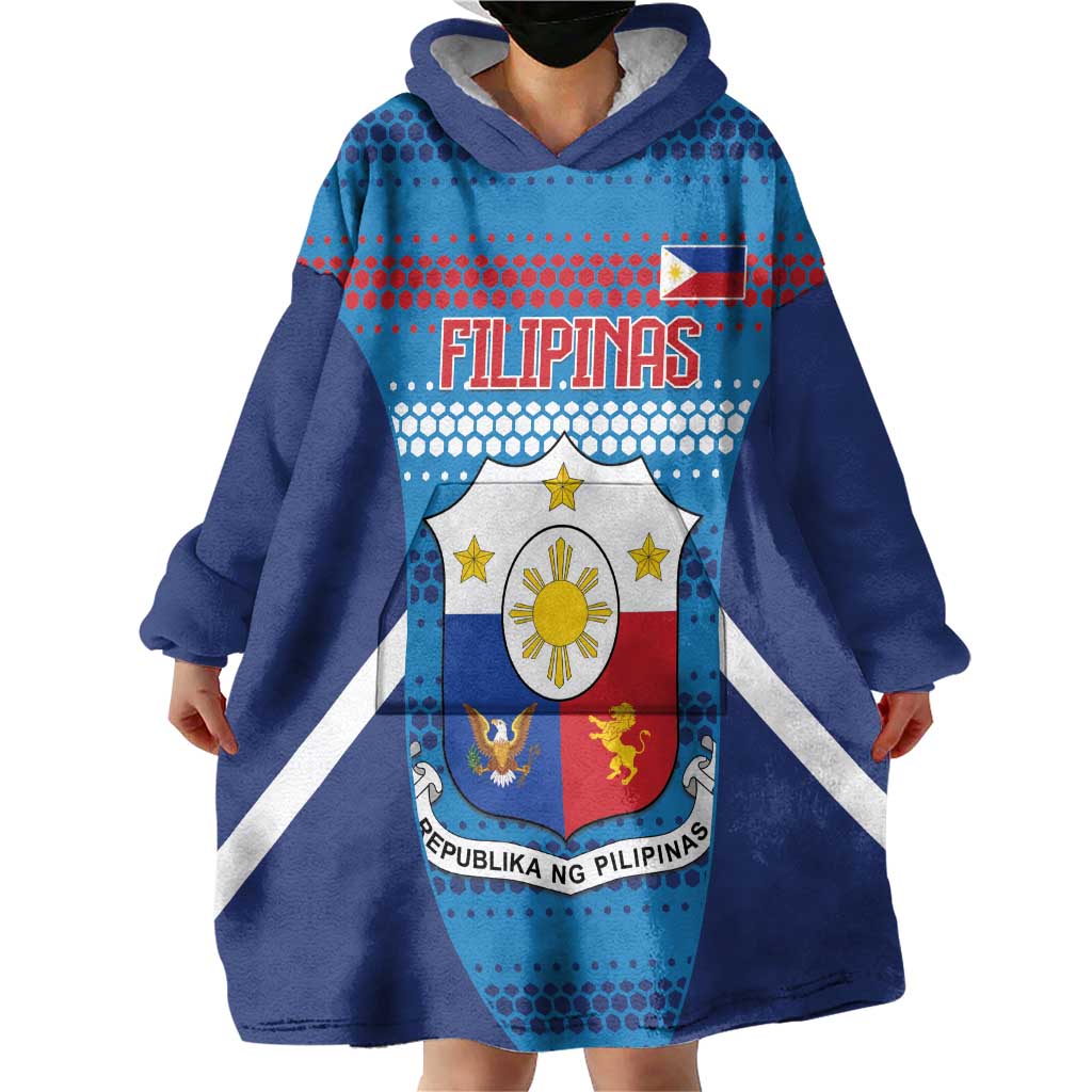 Custom Philippines Football 2026 Wearable Blanket Hoodie Come On Filipinas
