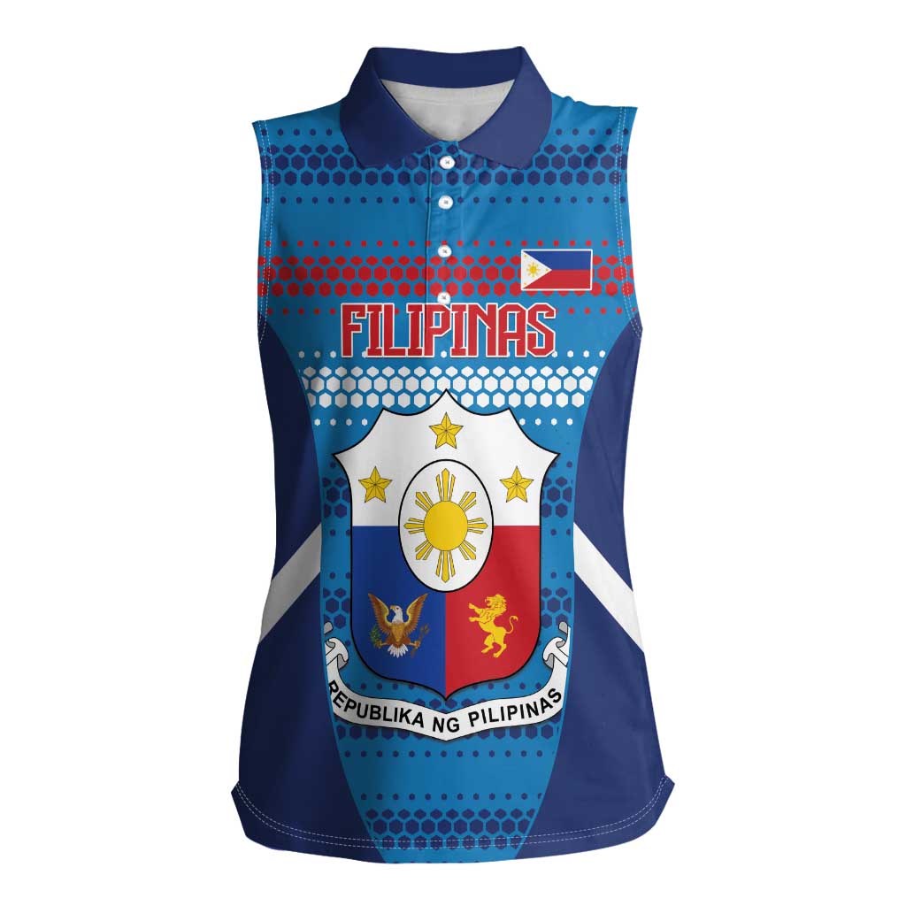 Custom Philippines Football 2026 Women Sleeveless Polo Shirt Come On Filipinas