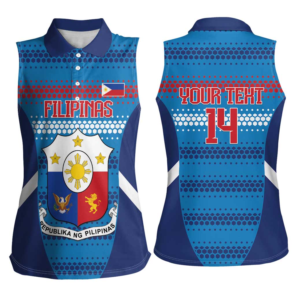 Custom Philippines Football 2026 Women Sleeveless Polo Shirt Come On Filipinas