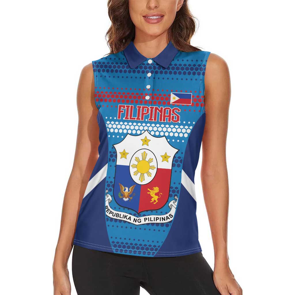 Custom Philippines Football 2026 Women Sleeveless Polo Shirt Come On Filipinas
