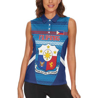 Custom Philippines Football 2026 Women Sleeveless Polo Shirt Come On Filipinas