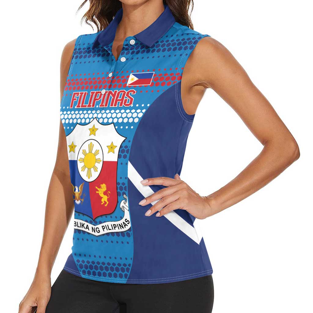 Custom Philippines Football 2026 Women Sleeveless Polo Shirt Come On Filipinas
