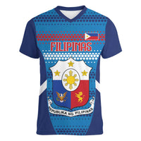 Custom Philippines Football 2026 Women V-Neck T-Shirt Come On Filipinas