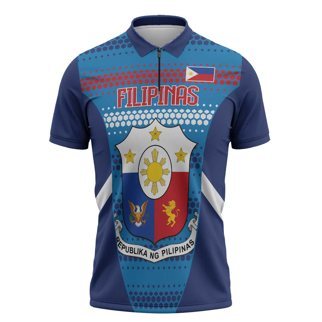 Custom Philippines Football 2026 Zipper Polo Shirt Come On Filipinas