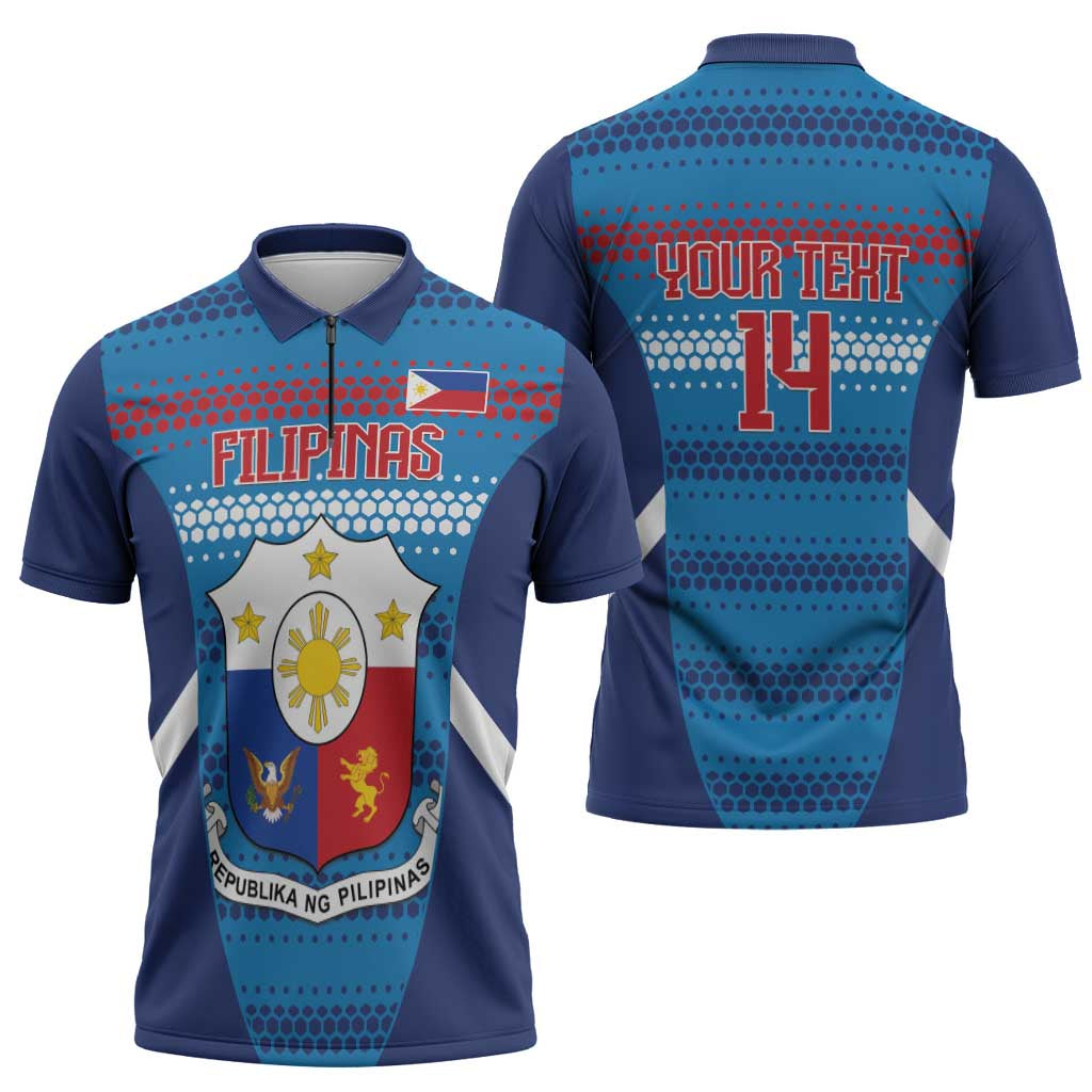 Custom Philippines Football 2026 Zipper Polo Shirt Come On Filipinas