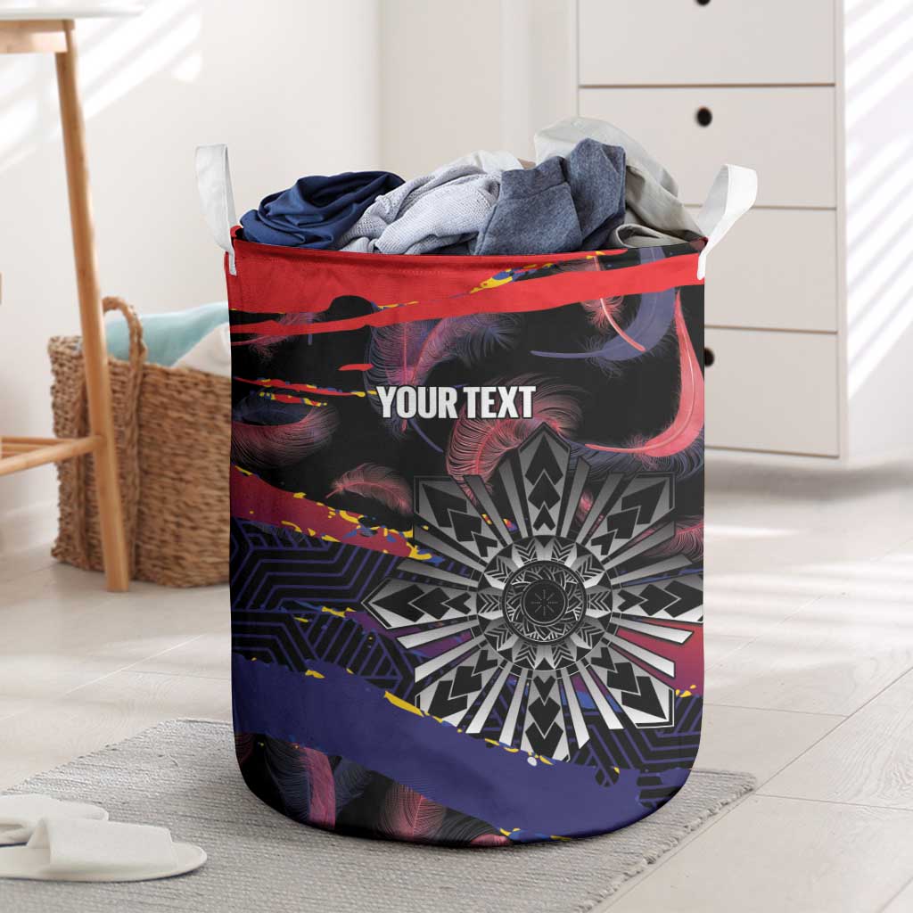Personalised Philippines Sun Tattoo Laundry Basket Feathers Filipinas Grunge Style Black