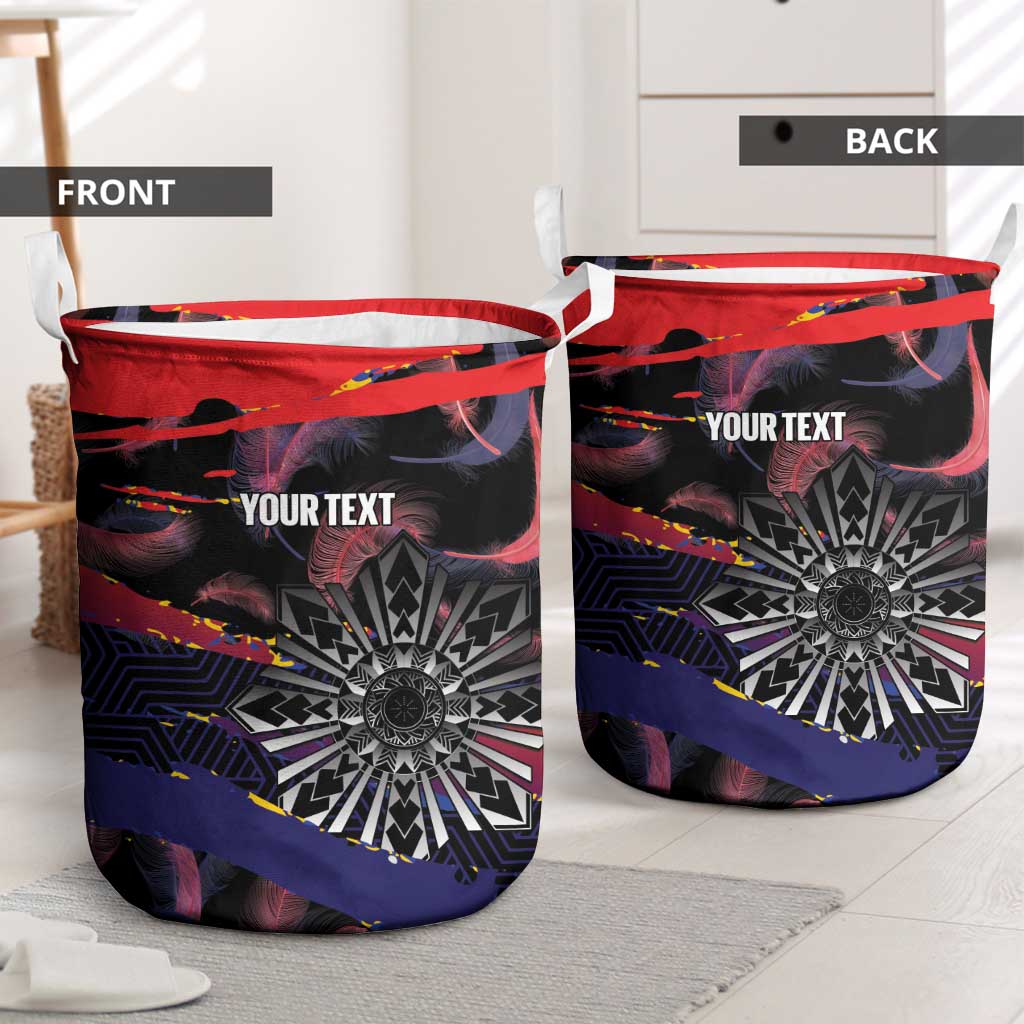 Personalised Philippines Sun Tattoo Laundry Basket Feathers Filipinas Grunge Style Black