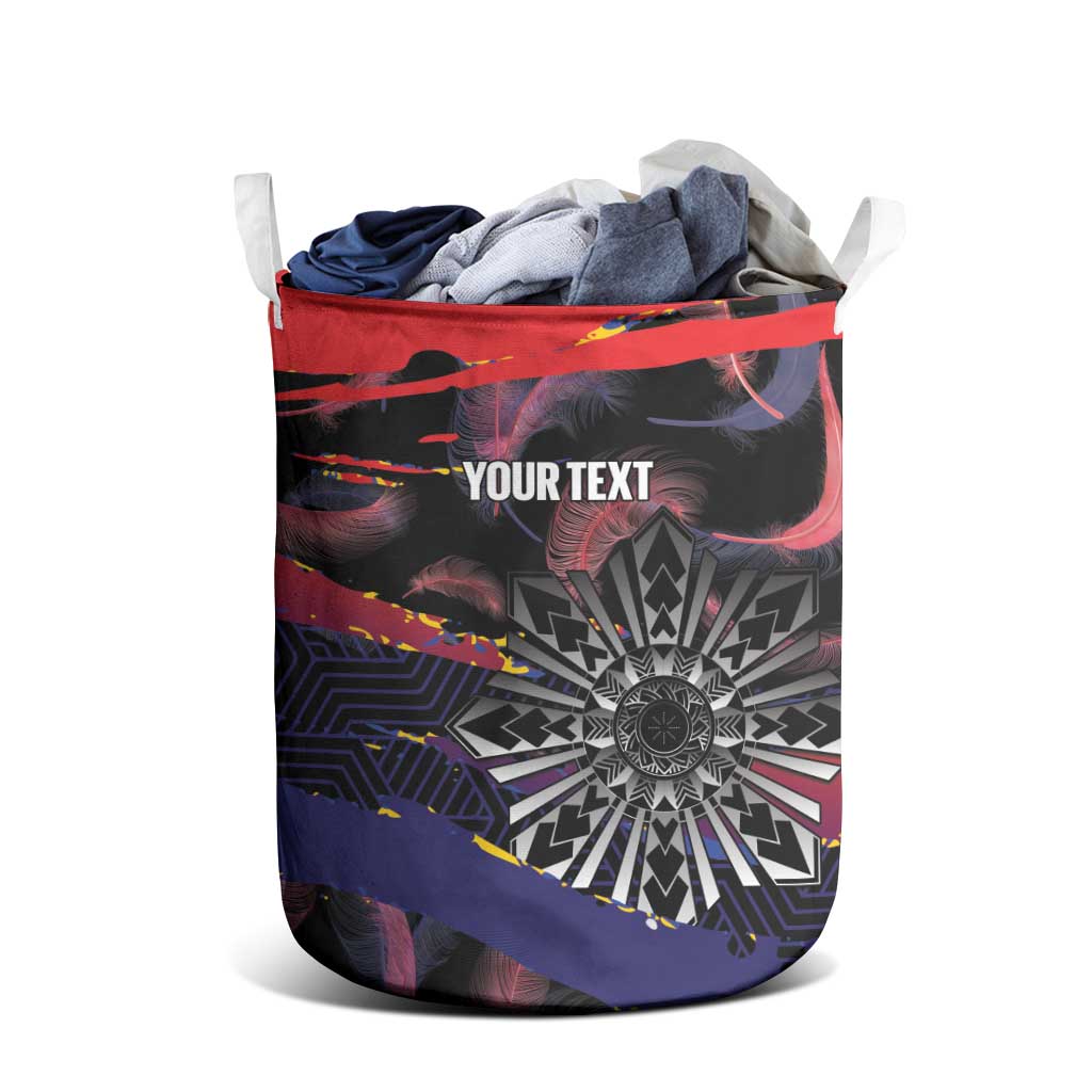 Personalised Philippines Sun Tattoo Laundry Basket Feathers Filipinas Grunge Style Black