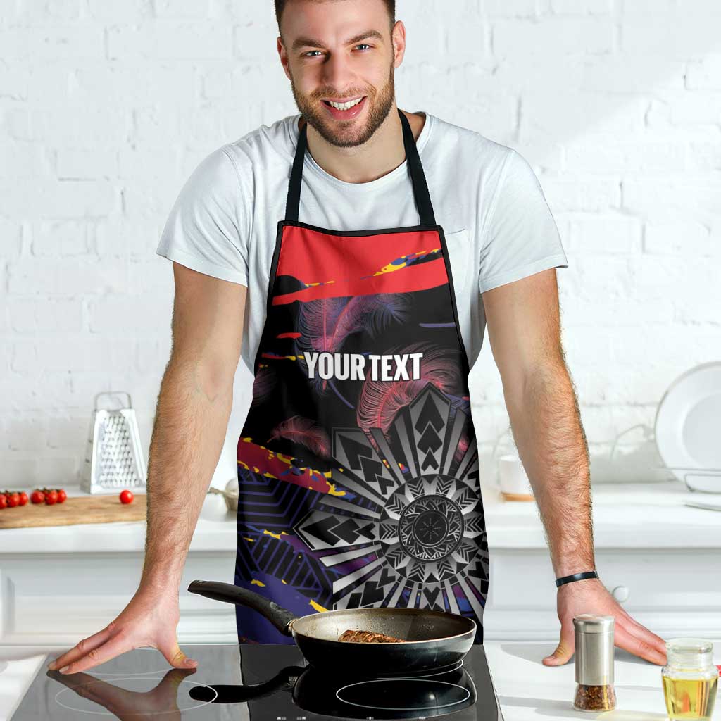 Personalised Philippines Sun Tattoo Apron Feathers Filipinas Grunge Style Black