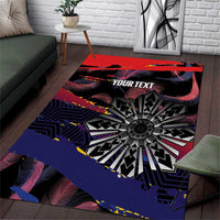 Personalised Philippines Sun Tattoo Area Rug Feathers Filipinas Grunge Style Black