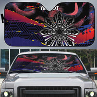 Personalised Philippines Sun Tattoo Auto Sun Shade Feathers Filipinas Grunge Style Black