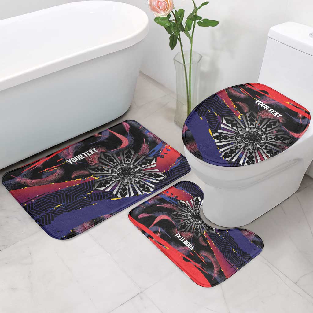 Personalised Philippines Sun Tattoo Bathroom Set Feathers Filipinas Grunge Style Black