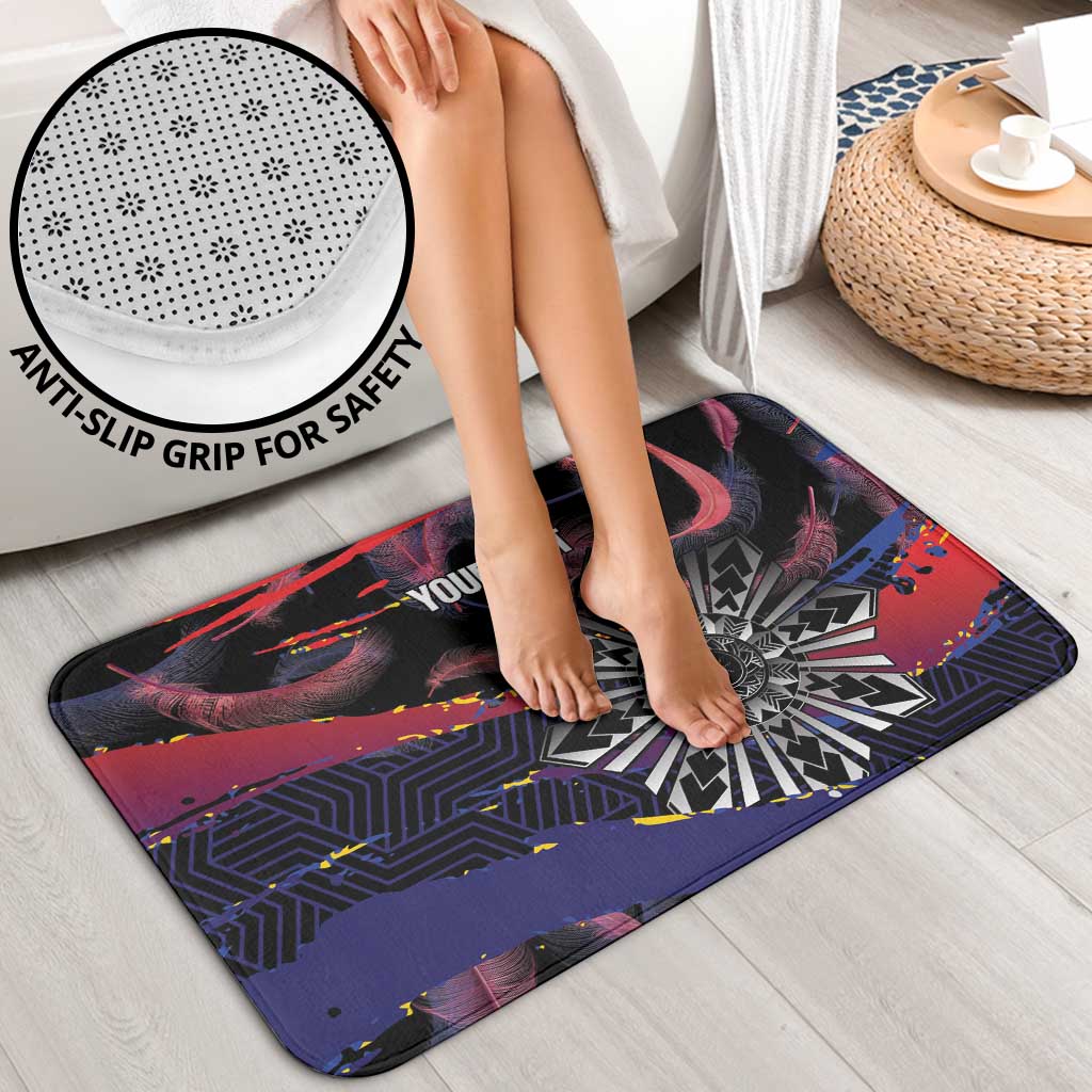 Personalised Philippines Sun Tattoo Bathroom Set Feathers Filipinas Grunge Style Black