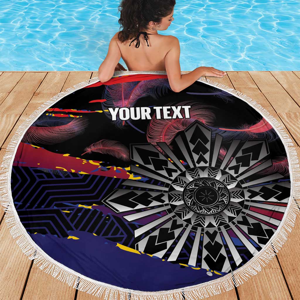 Personalised Philippines Sun Tattoo Beach Blanket Feathers Filipinas Grunge Style Black