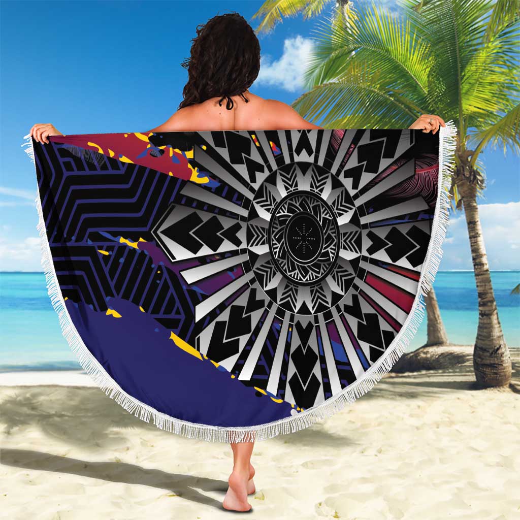 Personalised Philippines Sun Tattoo Beach Blanket Feathers Filipinas Grunge Style Black