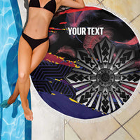Personalised Philippines Sun Tattoo Beach Blanket Feathers Filipinas Grunge Style Black