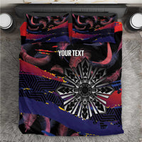 Personalised Philippines Sun Tattoo Bedding Set Feathers Filipinas Grunge Style Black