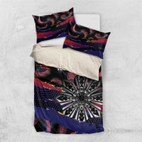 Personalised Philippines Sun Tattoo Bedding Set Feathers Filipinas Grunge Style Black