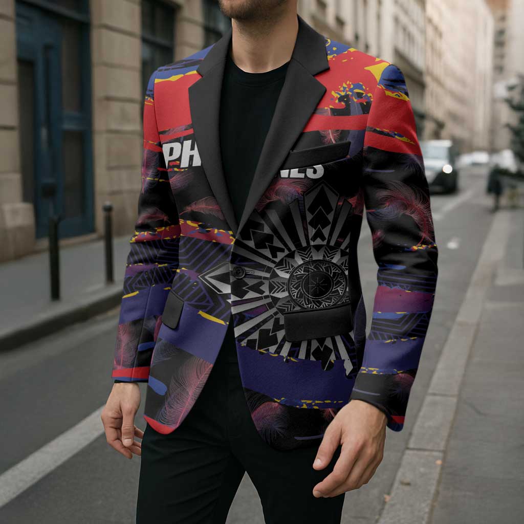 Personalised Philippines Sun Tattoo Blazer Feathers Filipinas Grunge Style Black
