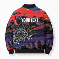 Personalised Philippines Sun Tattoo Bomber Puffer Jacket Feathers Filipinas Grunge Style Black