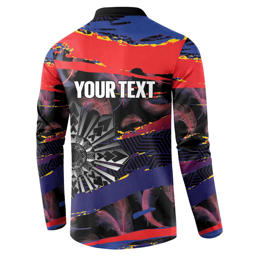 Personalised Philippines Sun Tattoo Button Sweatshirt Feathers Filipinas Grunge Style Black