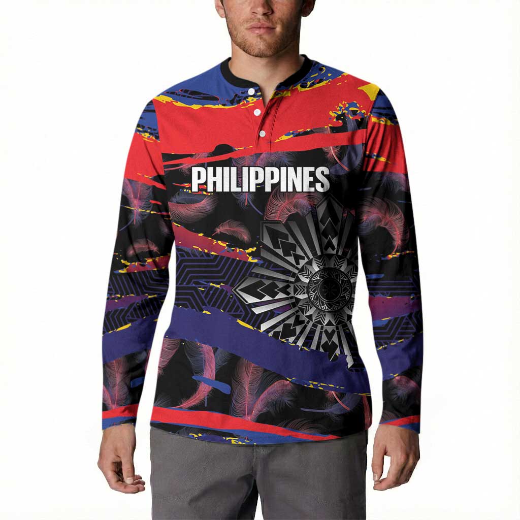 Personalised Philippines Sun Tattoo Button Sweatshirt Feathers Filipinas Grunge Style Black