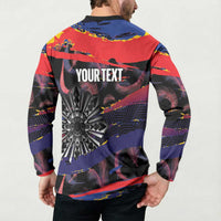 Personalised Philippines Sun Tattoo Button Sweatshirt Feathers Filipinas Grunge Style Black