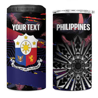 Personalised Philippines Sun Tattoo 4 in 1 Can Cooler Tumbler Feathers Filipinas Grunge Style Black