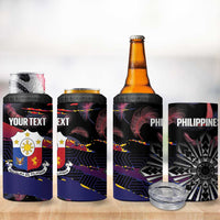 Personalised Philippines Sun Tattoo 4 in 1 Can Cooler Tumbler Feathers Filipinas Grunge Style Black