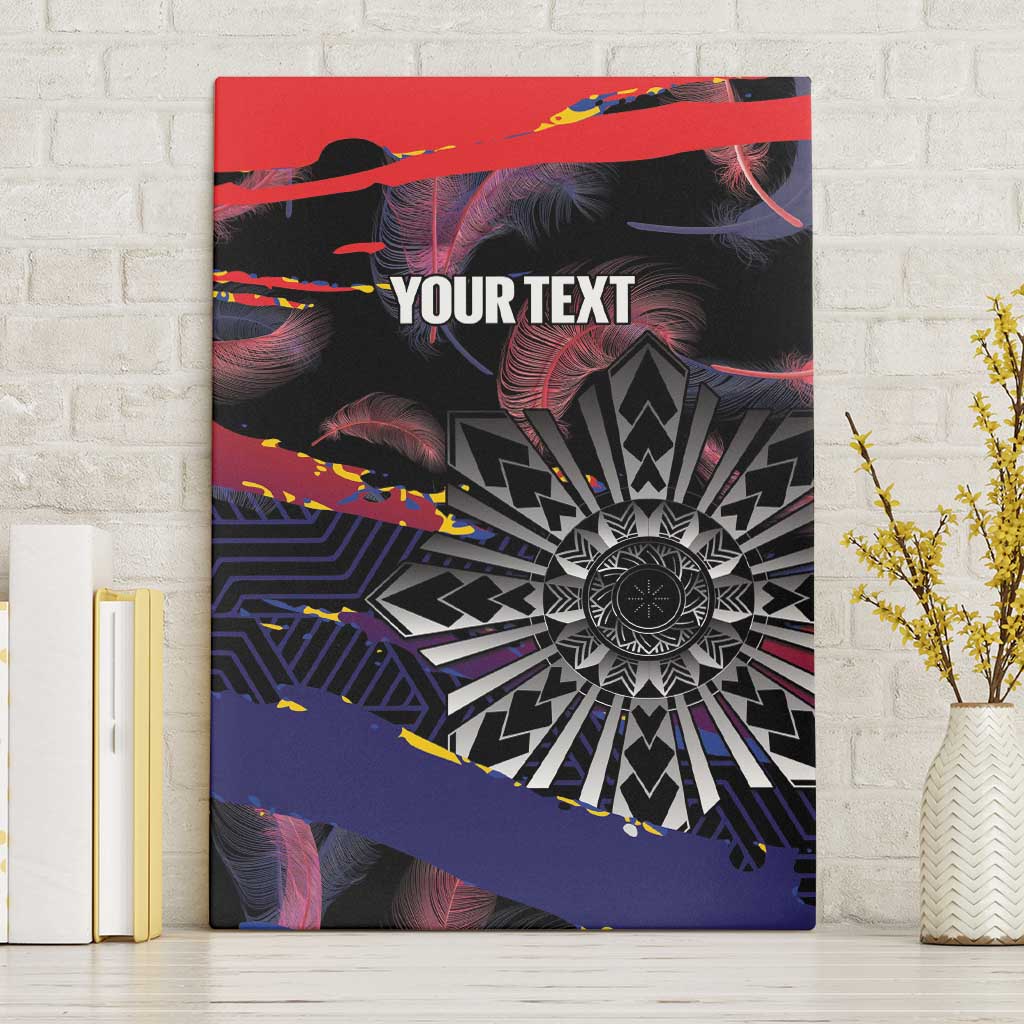 Personalised Philippines Sun Tattoo Canvas Wall Art Feathers Filipinas Grunge Style Black