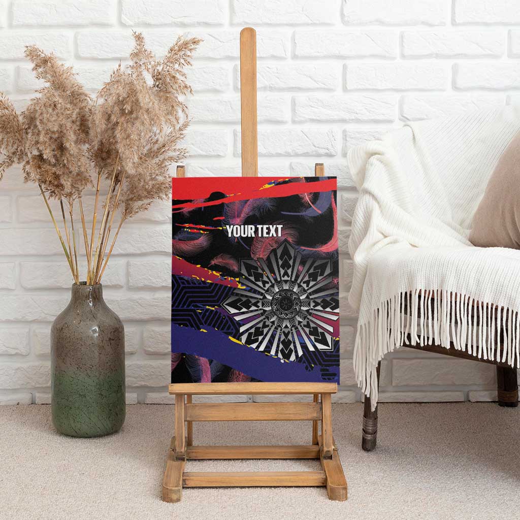 Personalised Philippines Sun Tattoo Canvas Wall Art Feathers Filipinas Grunge Style Black