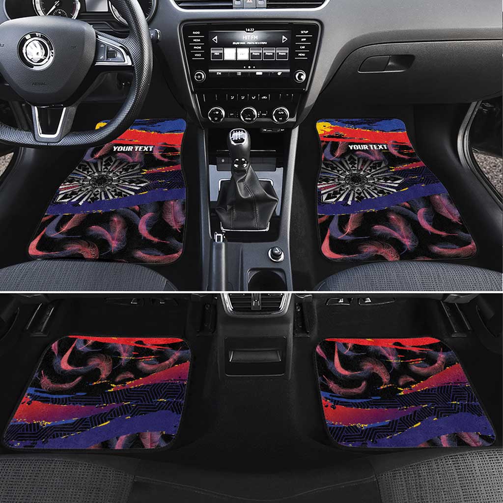 Personalised Philippines Sun Tattoo Car Mats Feathers Filipinas Grunge Style Black