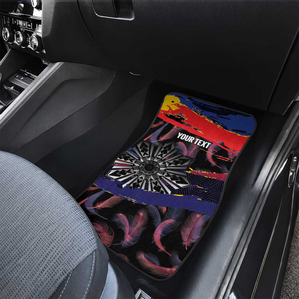 Personalised Philippines Sun Tattoo Car Mats Feathers Filipinas Grunge Style Black