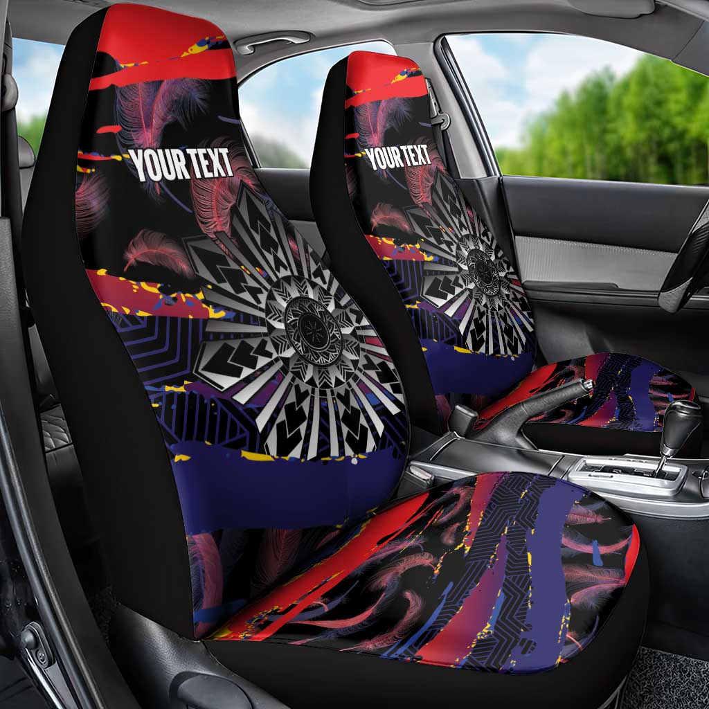 Personalised Philippines Sun Tattoo Car Seat Cover Feathers Filipinas Grunge Style Black
