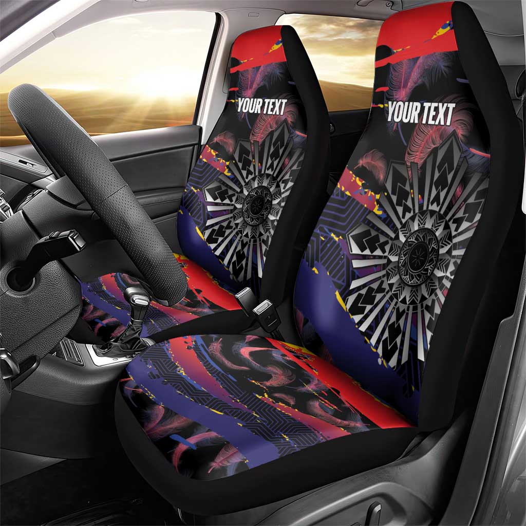 Personalised Philippines Sun Tattoo Car Seat Cover Feathers Filipinas Grunge Style Black