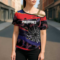 Personalised Philippines Sun Tattoo Cross Shoulder Shirt Feathers Filipinas Grunge Style Black