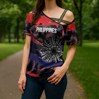 Personalised Philippines Sun Tattoo Cross Shoulder Shirt Feathers Filipinas Grunge Style Black