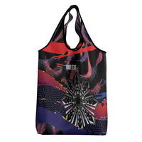 Personalised Philippines Sun Tattoo Grocery Bag Feathers Filipinas Grunge Style Black