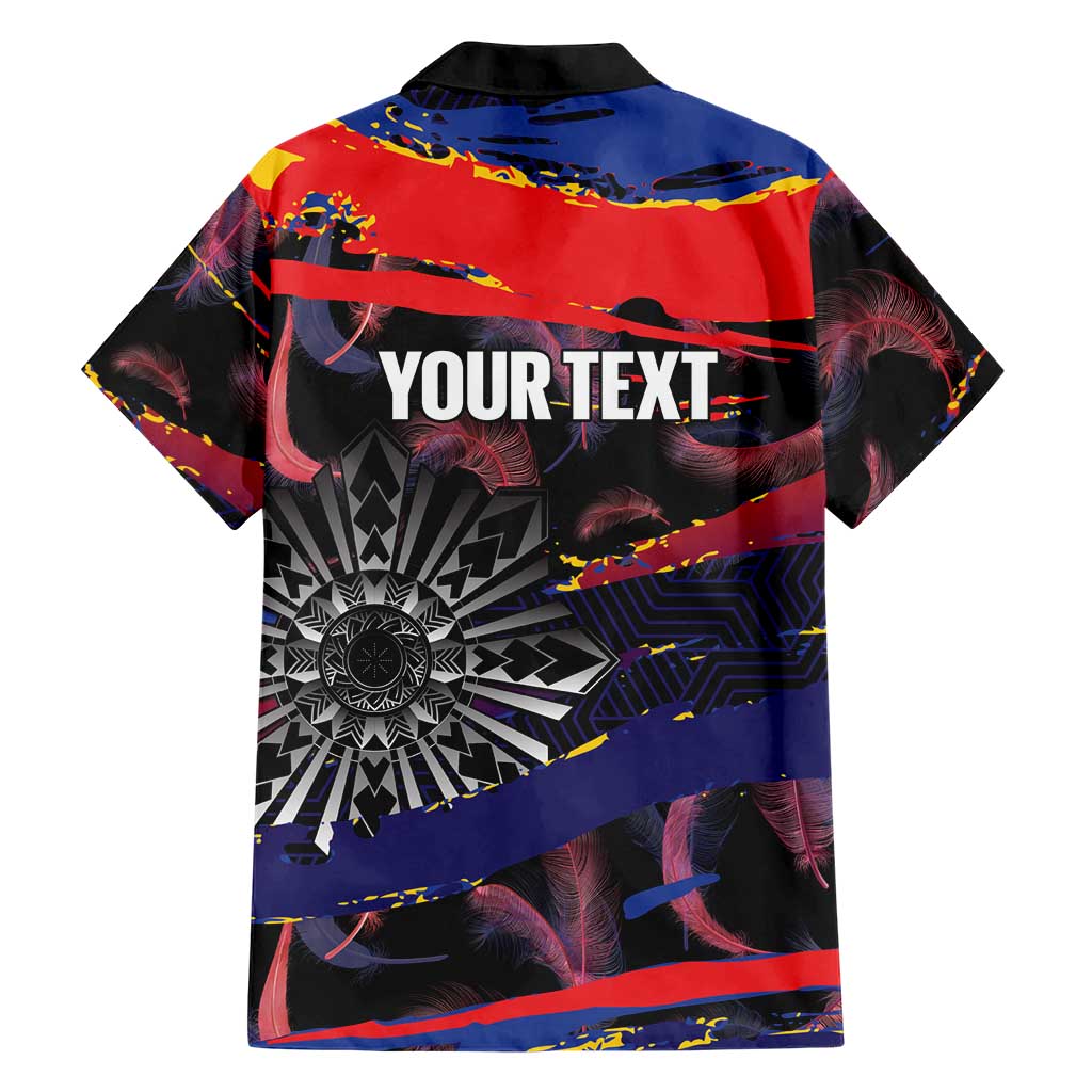 Personalised Philippines Sun Tattoo Hawaiian Shirt Feathers Filipinas Grunge Style Black