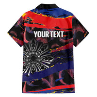Personalised Philippines Sun Tattoo Hawaiian Shirt Feathers Filipinas Grunge Style Black