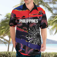 Personalised Philippines Sun Tattoo Hawaiian Shirt Feathers Filipinas Grunge Style Black