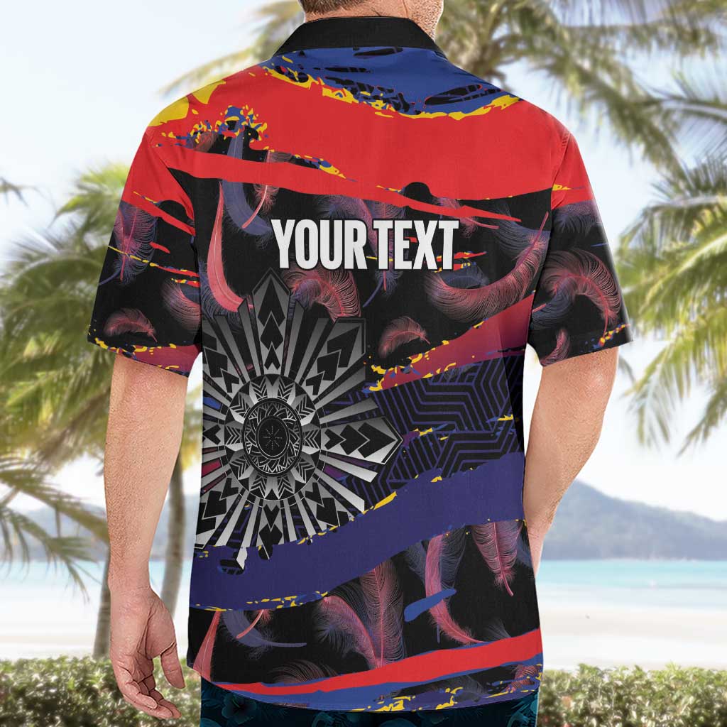 Personalised Philippines Sun Tattoo Hawaiian Shirt Feathers Filipinas Grunge Style Black