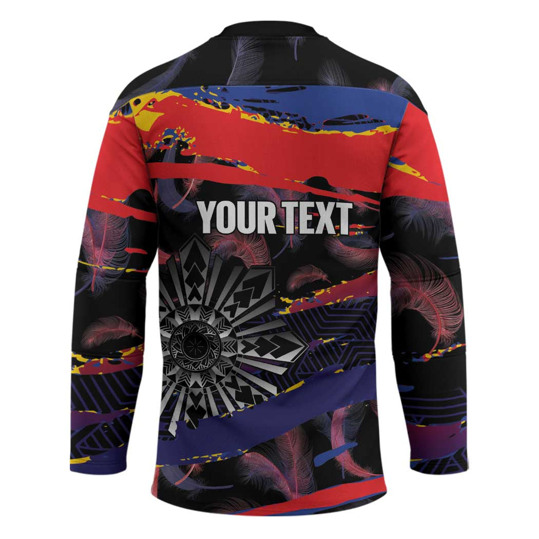 Personalised Philippines Sun Tattoo Hockey Jersey Feathers Filipinas Grunge Style Black