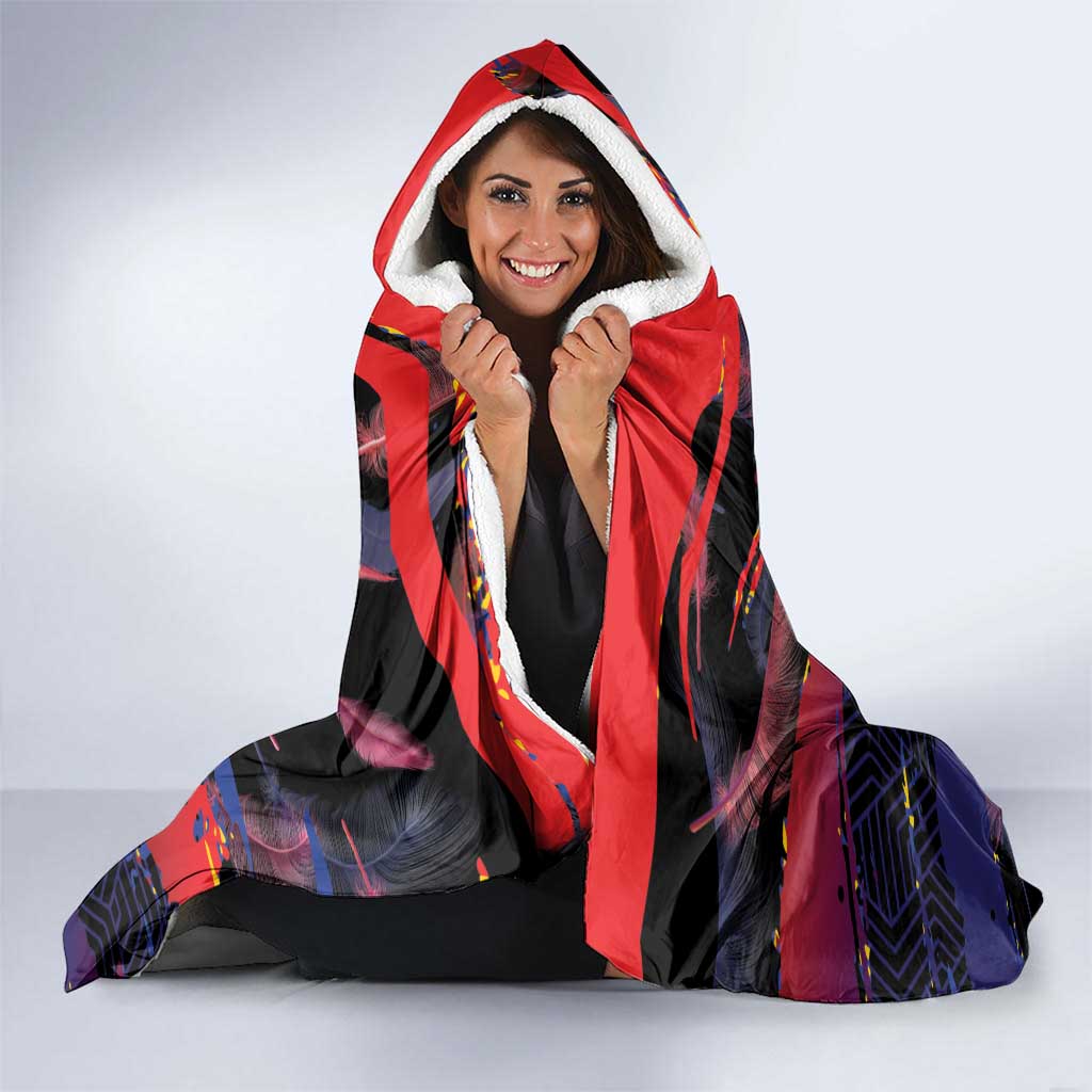 Personalised Philippines Sun Tattoo Hooded Blanket Feathers Filipinas Grunge Style Black